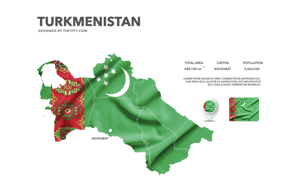 Turkmenistan Map Slide Powerpoint